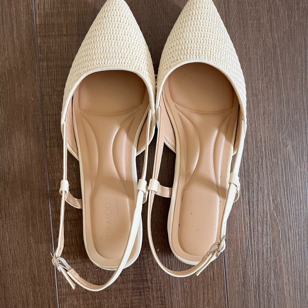 TOP Moda Women's Beige Slingback Flats